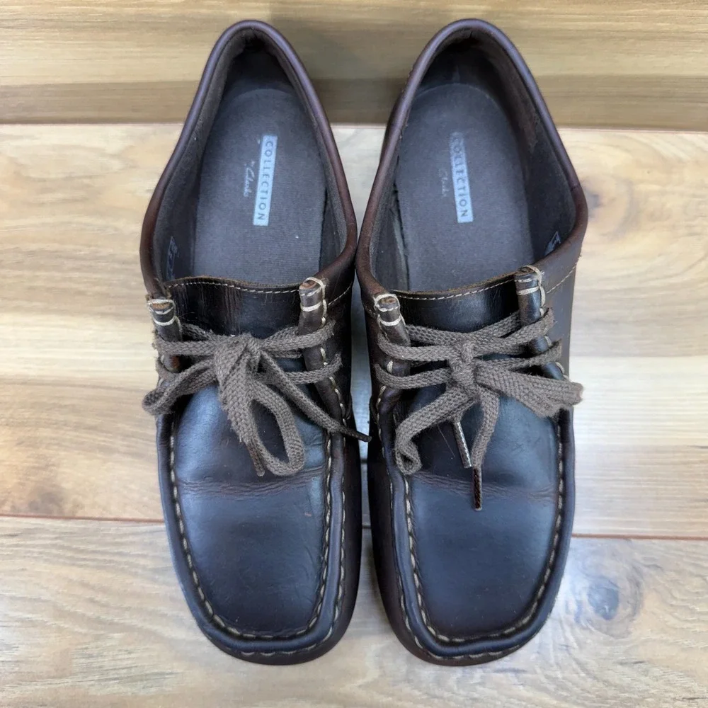 Clarks Collection Wallabees‎ Chukka Boots Womens 7.5 M Brown Leather Square Toe